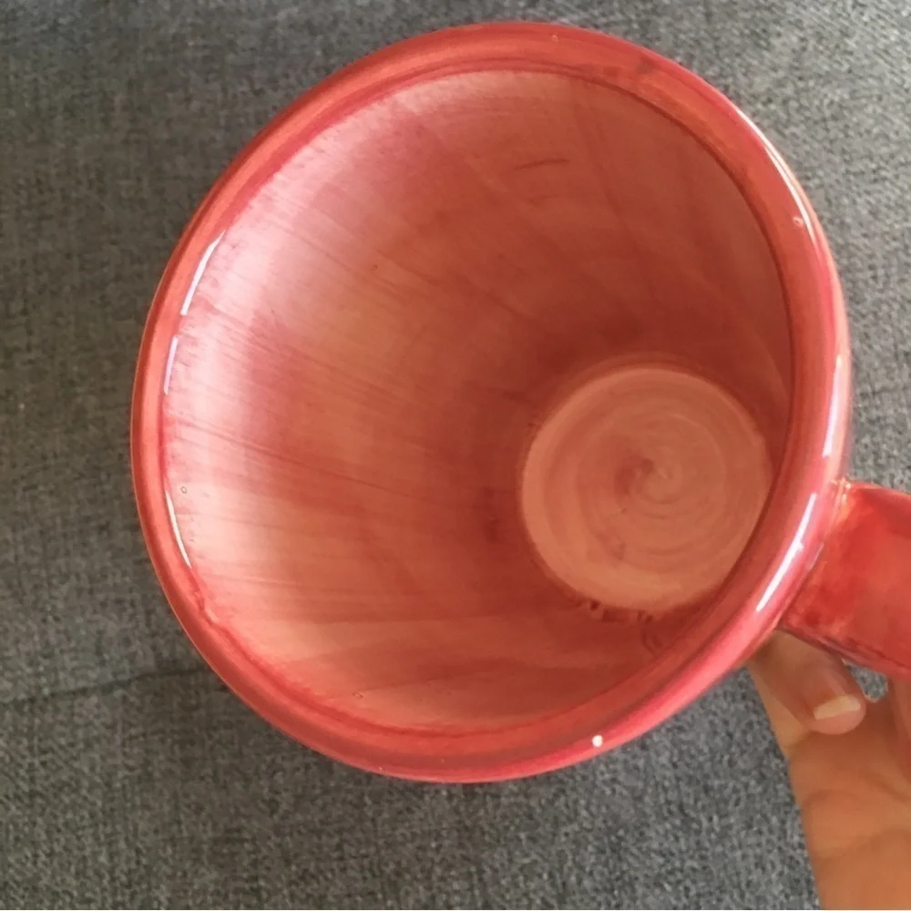 Festive, Colorful, Red Striped Ceramic Mug, 12 oz